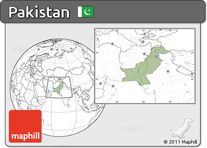 Savanna Style Location Map of Pakistan, blank outside, hill shading inside