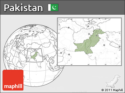 Savanna Style Location Map of Pakistan, blank outside, hill shading inside