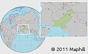 Savanna Style Location Map of Pakistan, gray outside