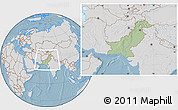 Savanna Style Location Map of Pakistan, lighten, desaturated, land only, hill shading
