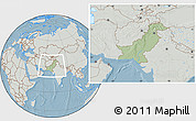 Savanna Style Location Map of Pakistan, lighten, semi-desaturated, land only, hill shading