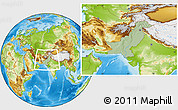 Savanna Style Location Map of Pakistan, physical outside, hill shading