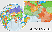 Savanna Style Location Map of Pakistan, political outside, hill shading