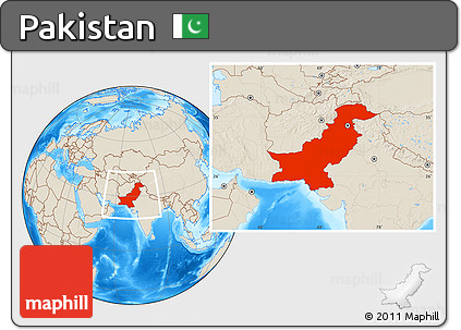 Shaded Relief Location Map of Pakistan