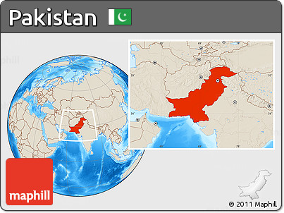 Shaded Relief Location Map of Pakistan