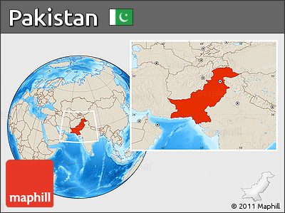 Shaded Relief Location Map of Pakistan