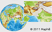 Shaded Relief Location Map of Pakistan, physical outside