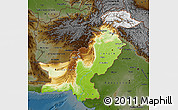 Physical Map of Pakistan, darken