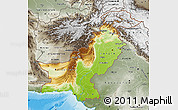 Physical Map of Pakistan, semi-desaturated, land only