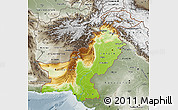 Physical Map of Pakistan, semi-desaturated