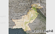 Satellite Map of Pakistan, darken, semi-desaturated