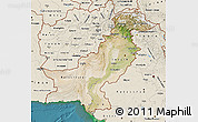 Satellite Map of Pakistan, shaded relief outside, satellite sea