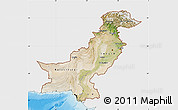 Satellite Map of Pakistan, single color outside, shaded relief sea
