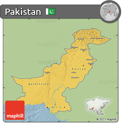 Savanna Style Map of Pakistan, single color outside
