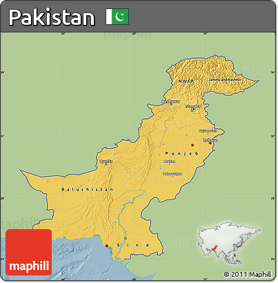 Savanna Style Map of Pakistan, single color outside