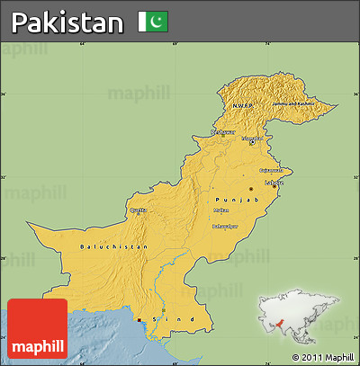 Savanna Style Map of Pakistan, single color outside