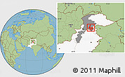 Savanna Style Location Map of Abbottabad, highlighted country, highlighted parent region