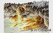 Physical Panoramic Map of Abbottabad, semi-desaturated