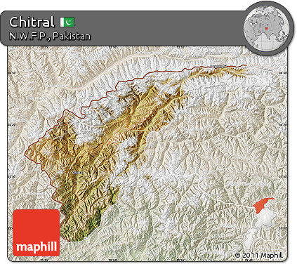 Satellite Map of Chitral, lighten