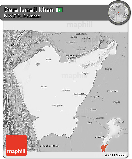 Gray 3D Map of Dera Ismail Khan
