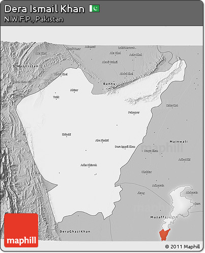 Gray 3D Map of Dera Ismail Khan