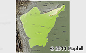 Physical 3D Map of Dera Ismail Khan, darken, semi-desaturated