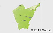 Physical 3D Map of Dera Ismail Khan, single color outside