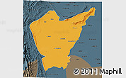 Political 3D Map of Dera Ismail Khan, darken, semi-desaturated