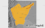 Political 3D Map of Dera Ismail Khan, desaturated