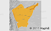 Political 3D Map of Dera Ismail Khan, lighten, desaturated