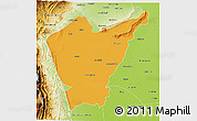 Political 3D Map of Dera Ismail Khan, physical outside