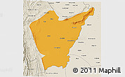 Political 3D Map of Dera Ismail Khan, shaded relief outside