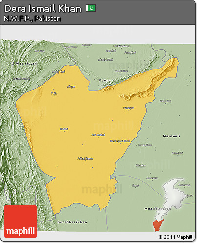Savanna Style 3D Map of Dera Ismail Khan