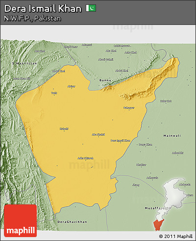 Savanna Style 3D Map of Dera Ismail Khan