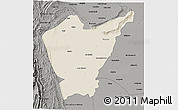Shaded Relief 3D Map of Dera Ismail Khan, darken, semi-desaturated