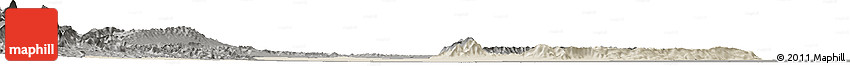 Shaded Relief Horizon Map of Dera Ismail Khan, darken, semi-desaturated