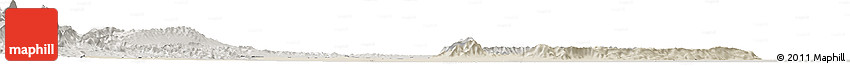 Shaded Relief Horizon Map of Dera Ismail Khan, semi-desaturated