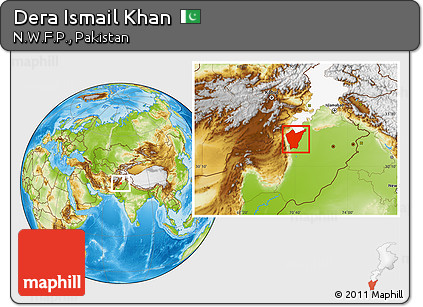 Physical Location Map of Dera Ismail Khan, highlighted parent region
