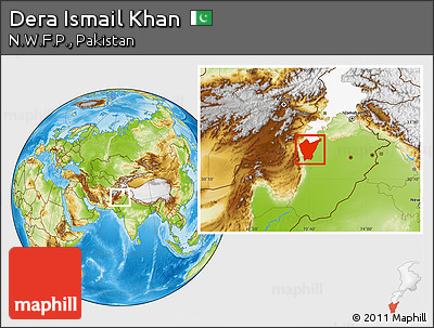 Physical Location Map of Dera Ismail Khan, highlighted parent region
