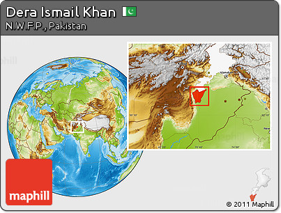 Physical Location Map of Dera Ismail Khan, highlighted parent region