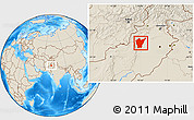 Shaded Relief Location Map of Dera Ismail Khan