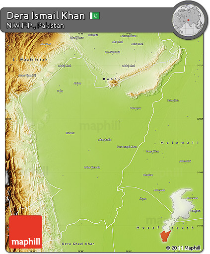 Physical Map of Dera Ismail Khan