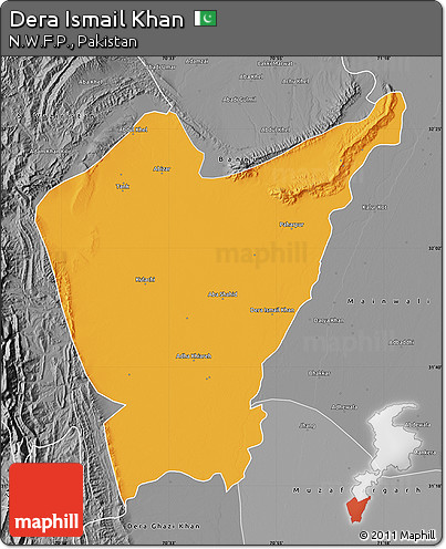 Political Map of Dera Ismail Khan, desaturated