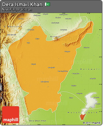 Political Map of Dera Ismail Khan, physical outside