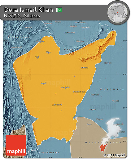 Political Map of Dera Ismail Khan, semi-desaturated