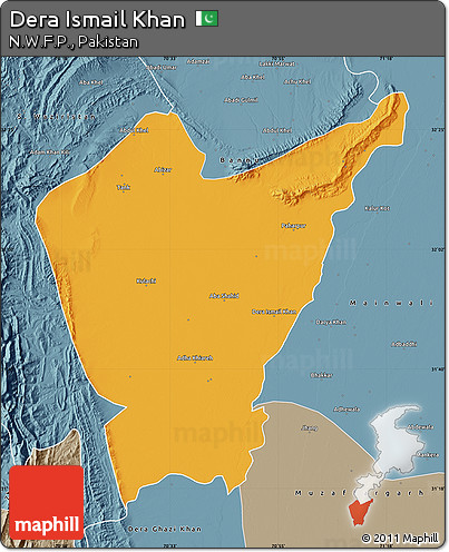 Political Map of Dera Ismail Khan, semi-desaturated