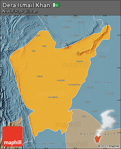 Political Map of Dera Ismail Khan, semi-desaturated
