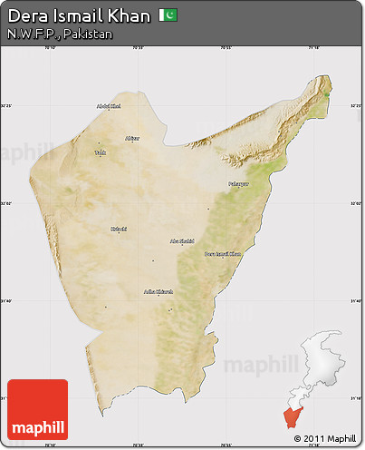 Satellite Map of Dera Ismail Khan, cropped outside