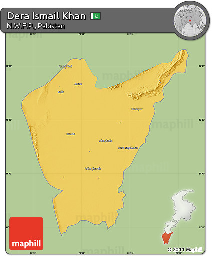 Savanna Style Map of Dera Ismail Khan, single color outside