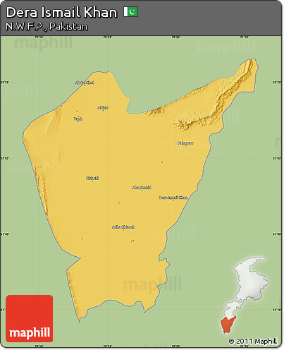 Savanna Style Map of Dera Ismail Khan, single color outside